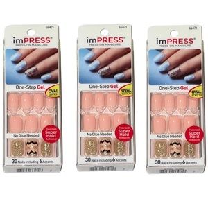 ImPress Press-On Short Length Peach Nails Flash Mob -3 New Packs!